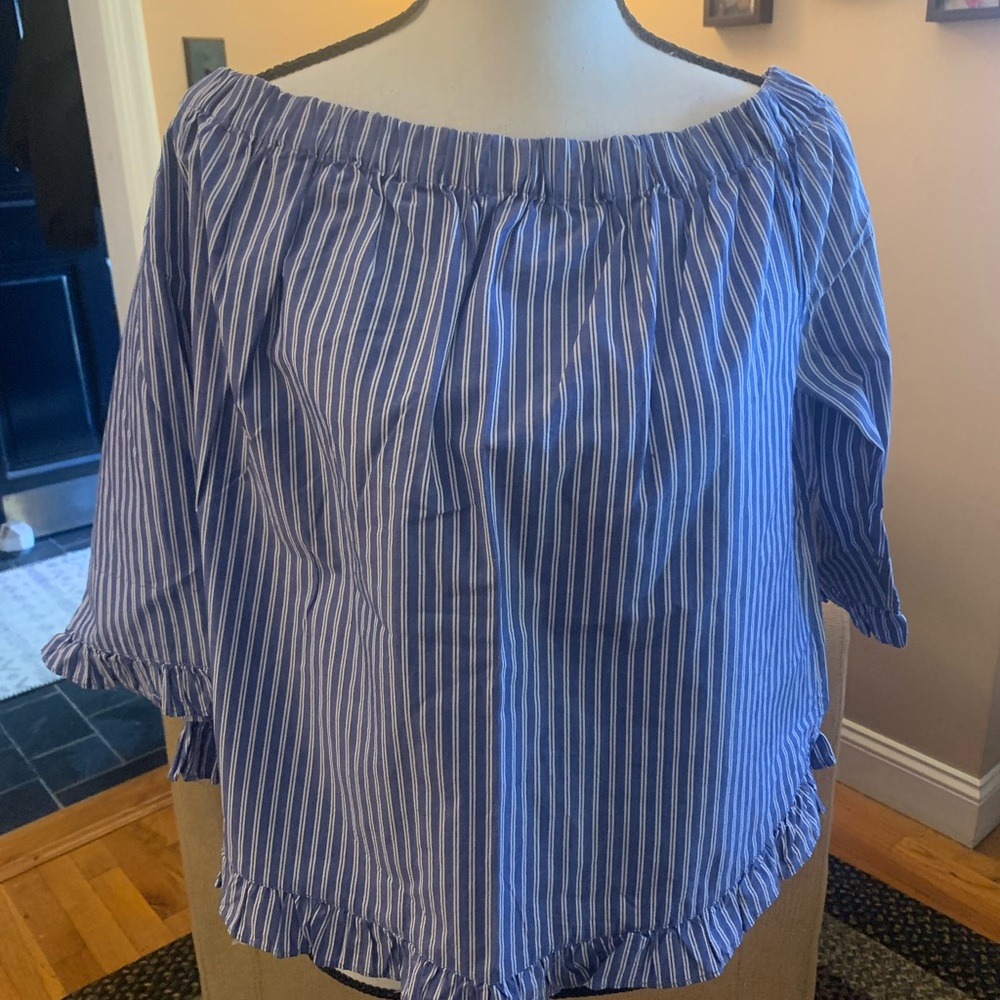 Velvet Heart Off-Shoulder Striped Blouse